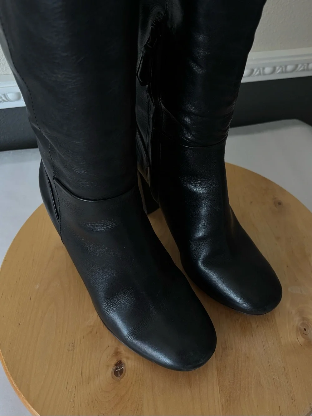 Tory Burch Bowie Black Over-the-Knee Italian Leather Block-Heel Boots Size 8
